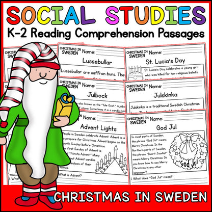 Christmas in Sweden Reading Comprehension Passages + Questions