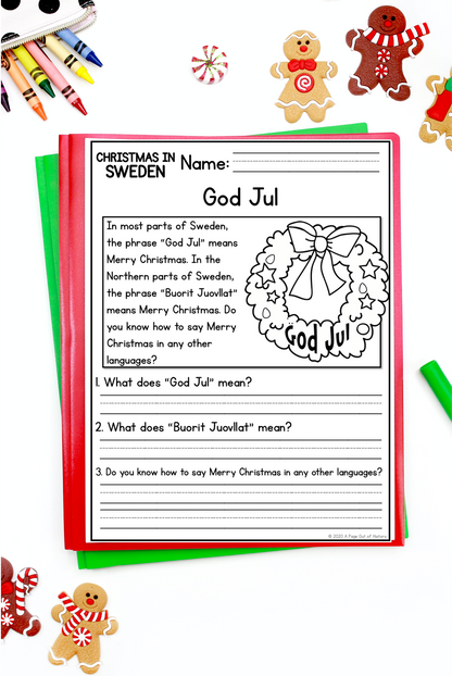 Christmas in Sweden Reading Comprehension Passages + Questions
