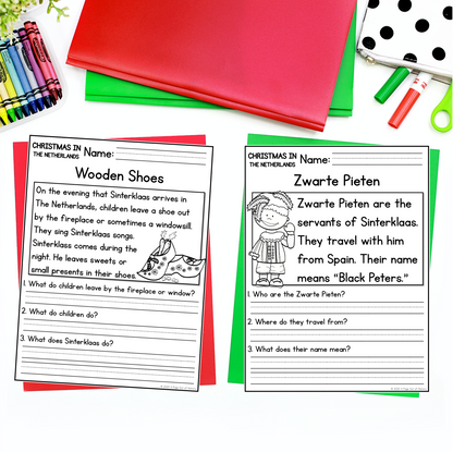 Christmas in the Netherlands Reading Comprehension + Questions