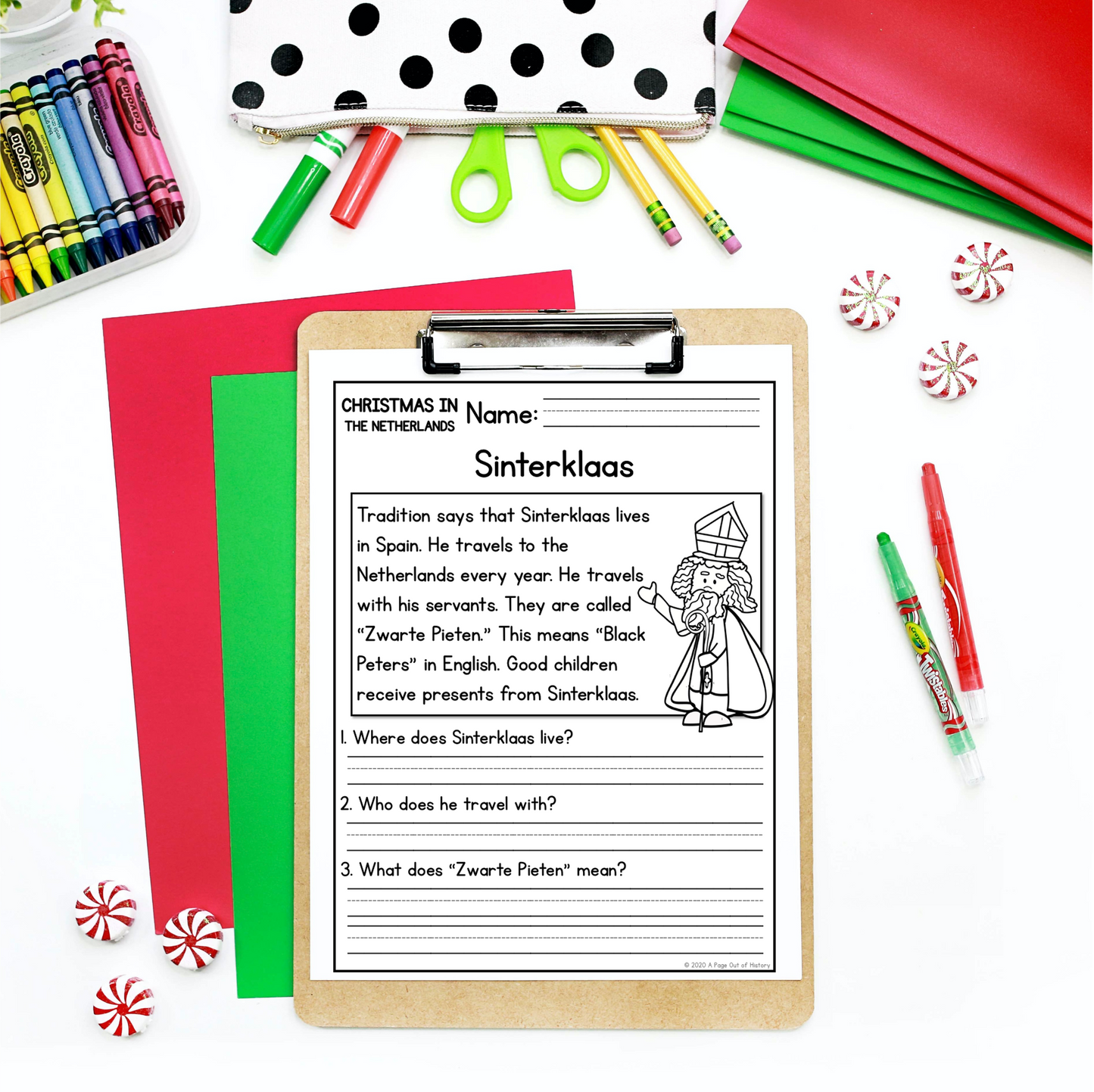 Christmas in the Netherlands Reading Comprehension + Questions