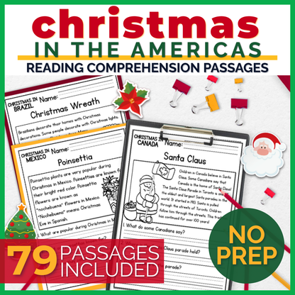 Christmas in the Americas Reading Comprehension Passages + Questions