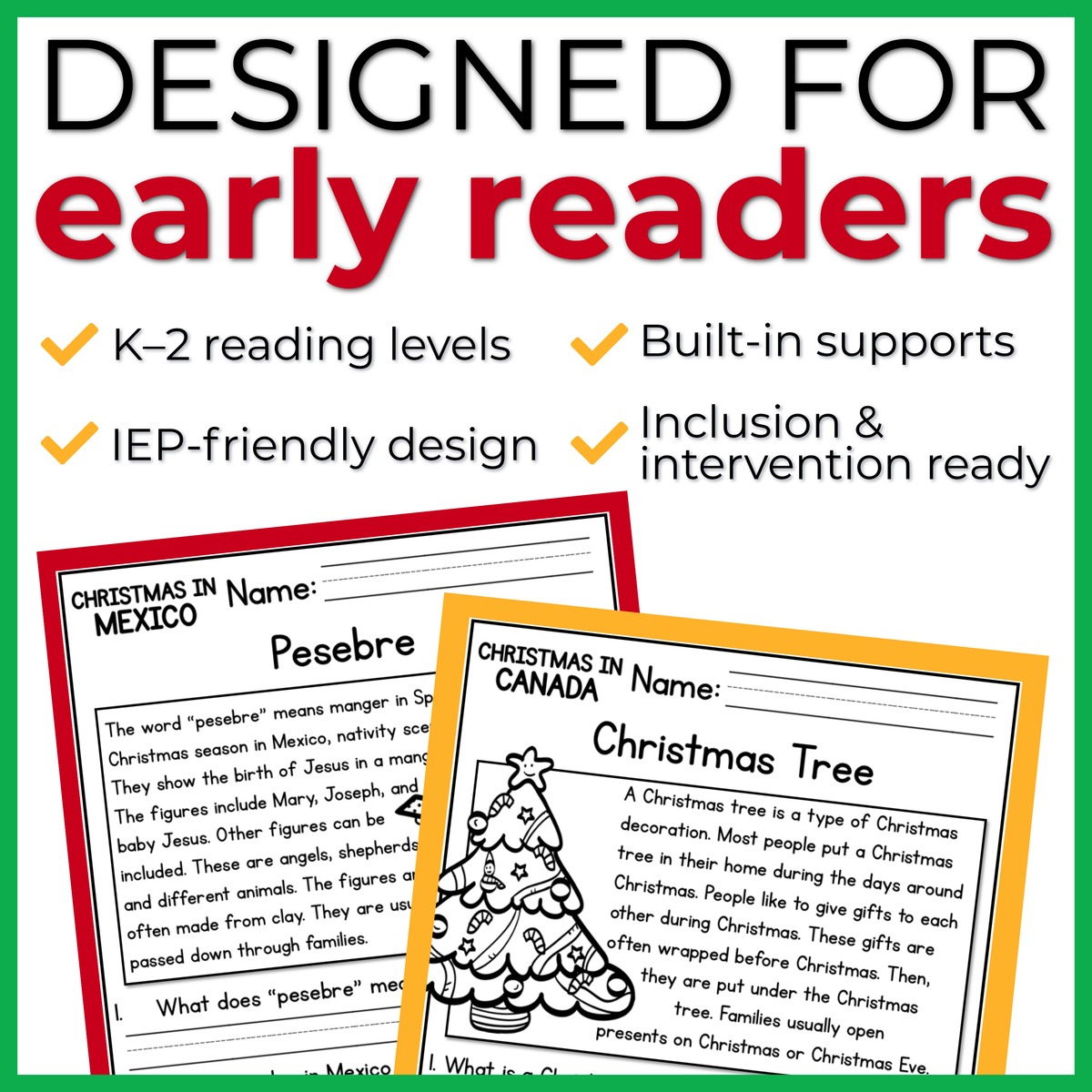 Christmas in the Americas Reading Comprehension Passages + Questions