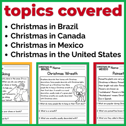 Christmas in the Americas Reading Comprehension Passages + Questions