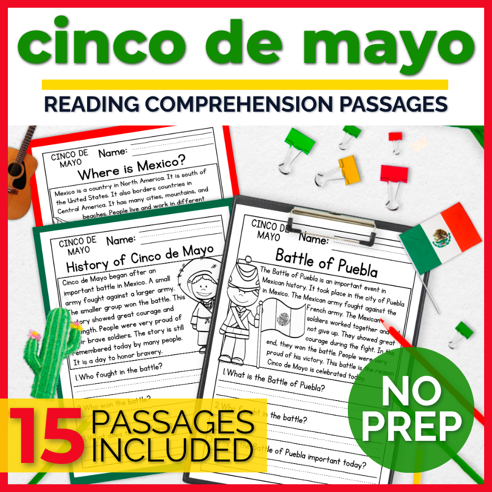 Cinco de Mayo Reading Comprehension Passages + Questions