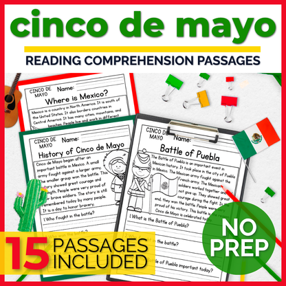 Cinco de Mayo Reading Comprehension Passages + Questions
