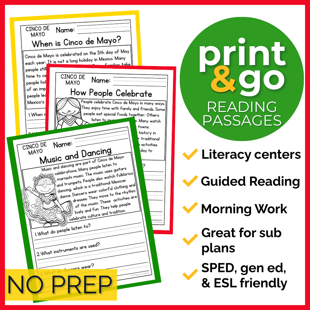 Cinco de Mayo Reading Comprehension Passages + Questions