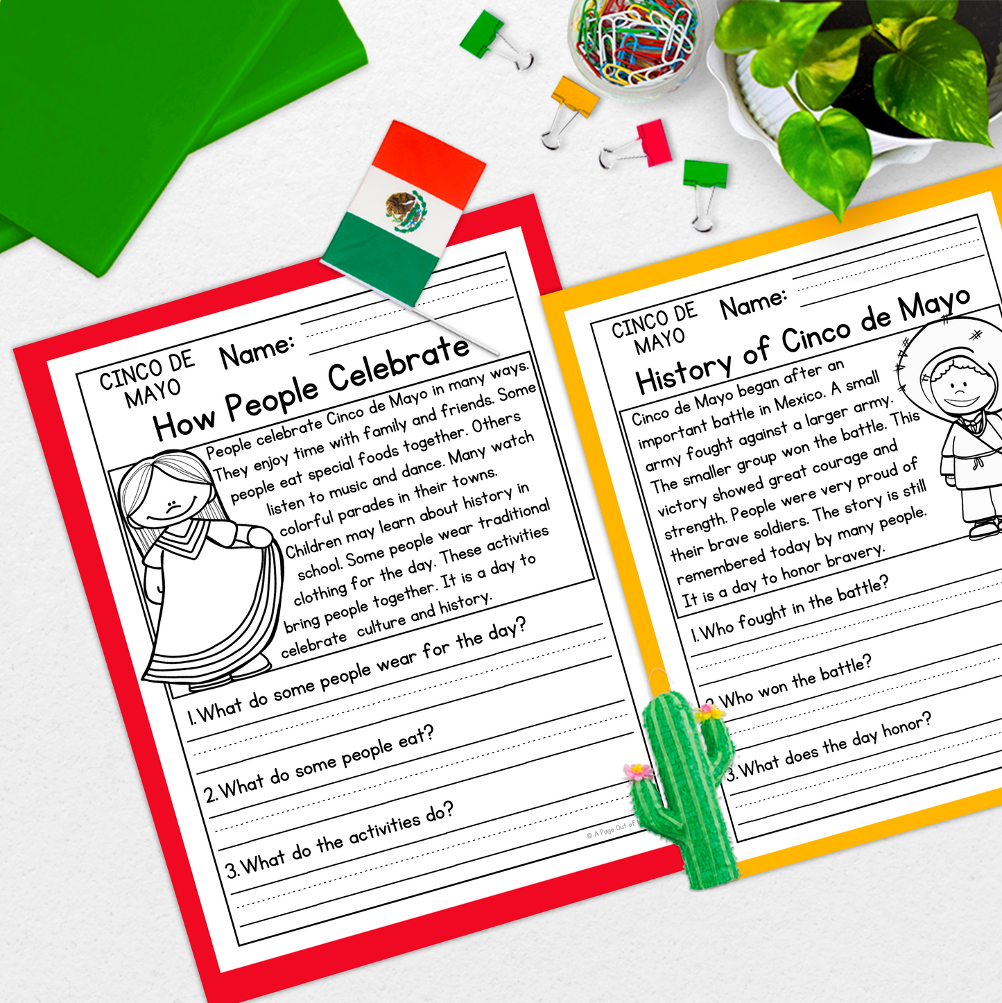 Cinco de Mayo Reading Comprehension Passages + Questions