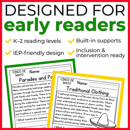 Cinco de Mayo Reading Comprehension Passages + Questions