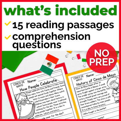 Cinco de Mayo Reading Comprehension Passages + Questions