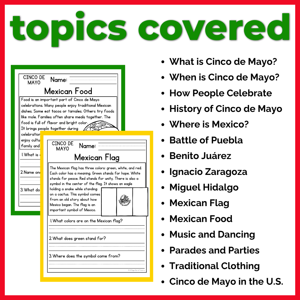 Cinco de Mayo Reading Comprehension Passages + Questions