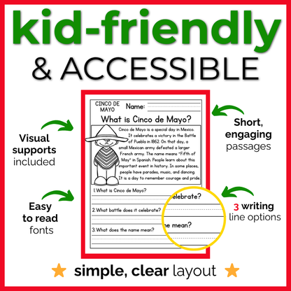 Cinco de Mayo Reading Comprehension Passages + Questions
