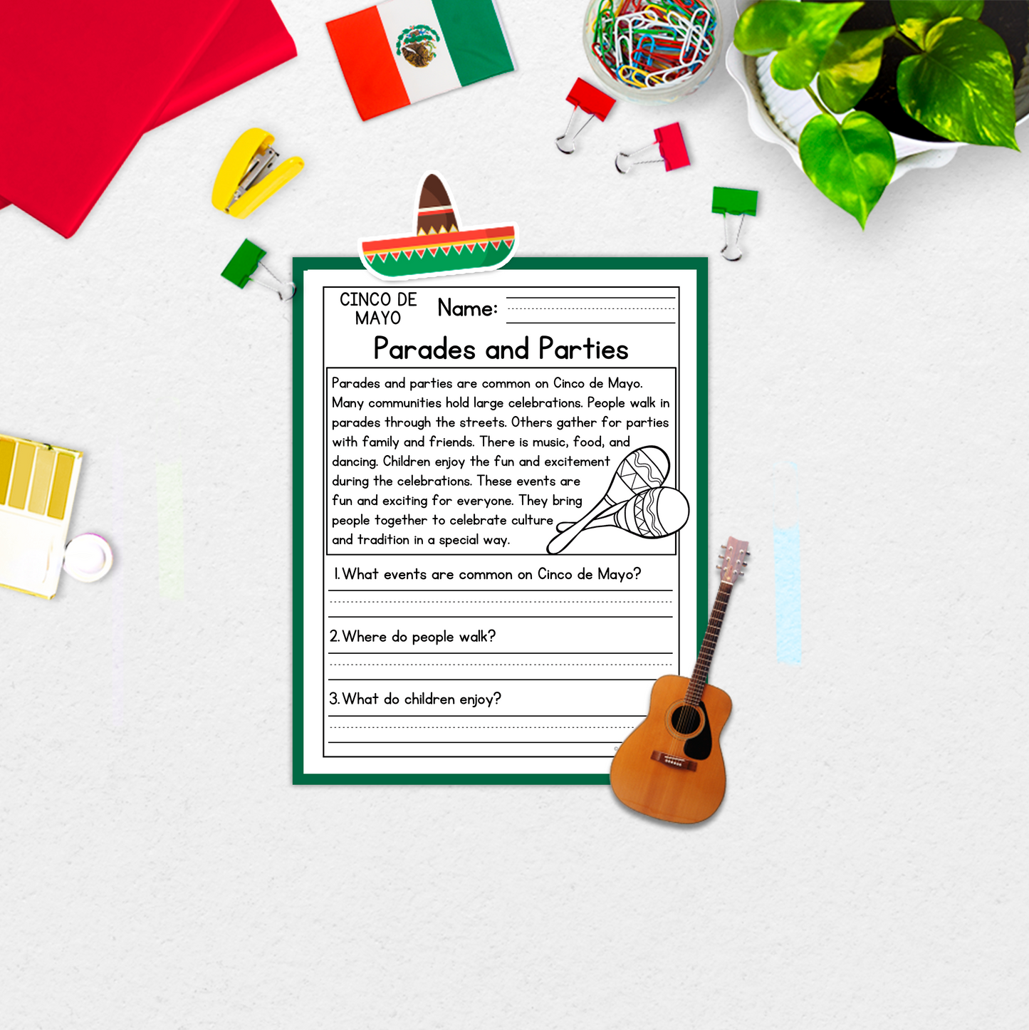 Cinco de Mayo Reading Comprehension Passages + Questions