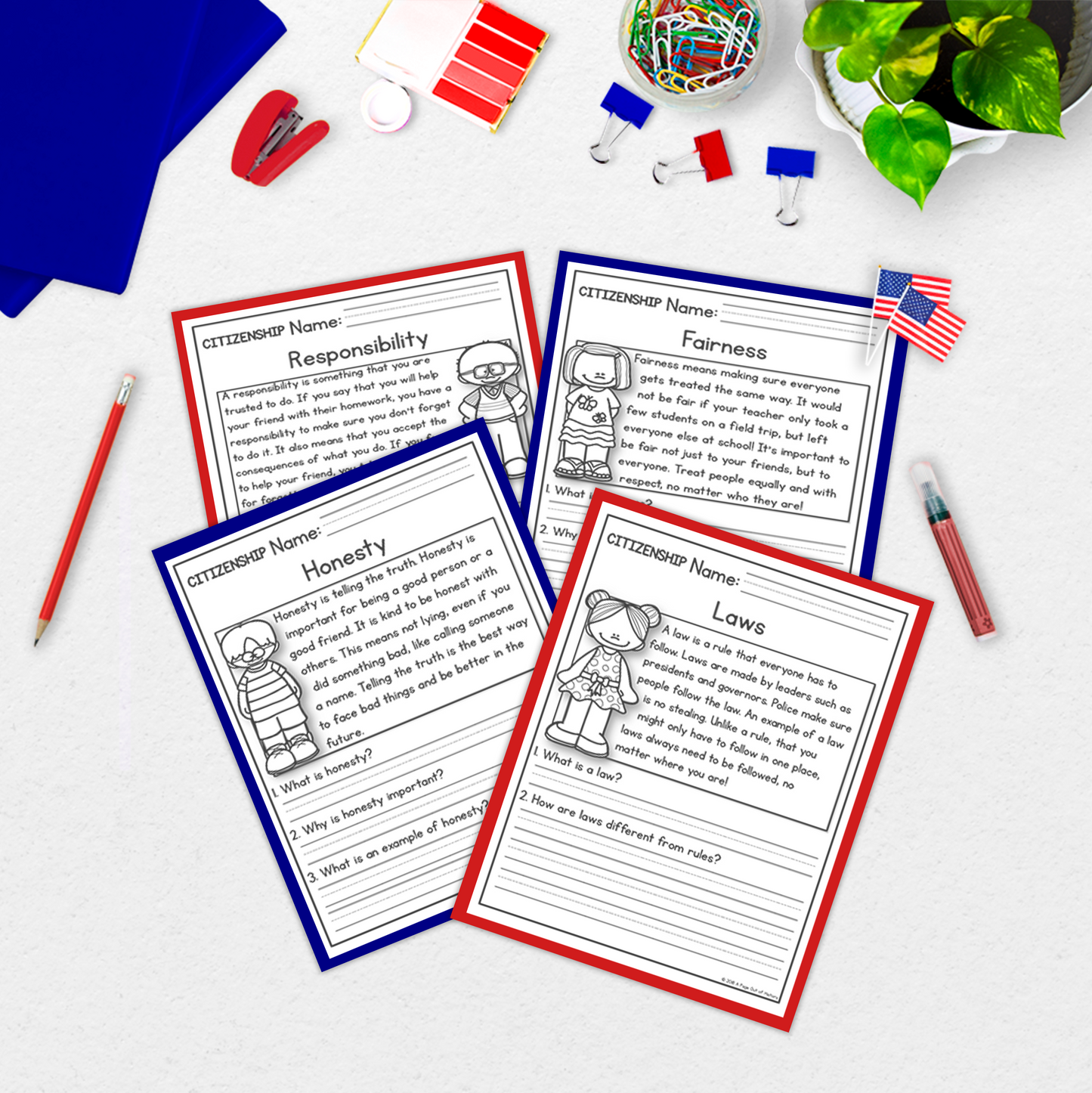 Citizenship Reading Comprehension Passages + Questions