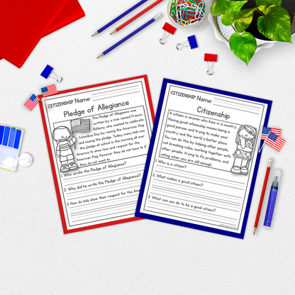 Citizenship Reading Comprehension Passages + Questions