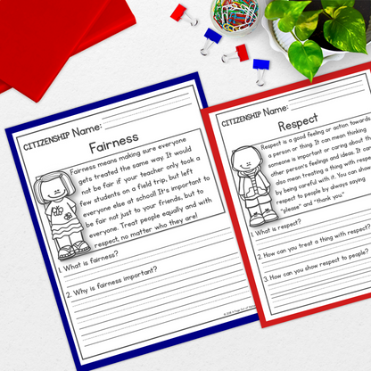 Citizenship Reading Comprehension Passages + Questions