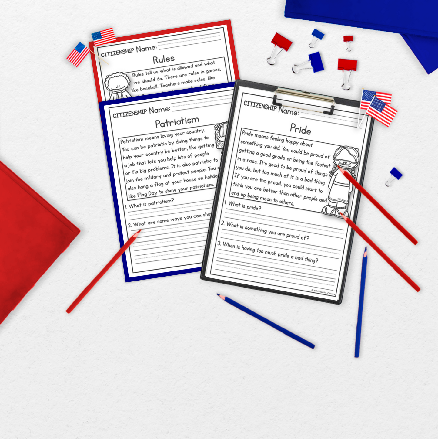 Citizenship Reading Comprehension Passages + Questions