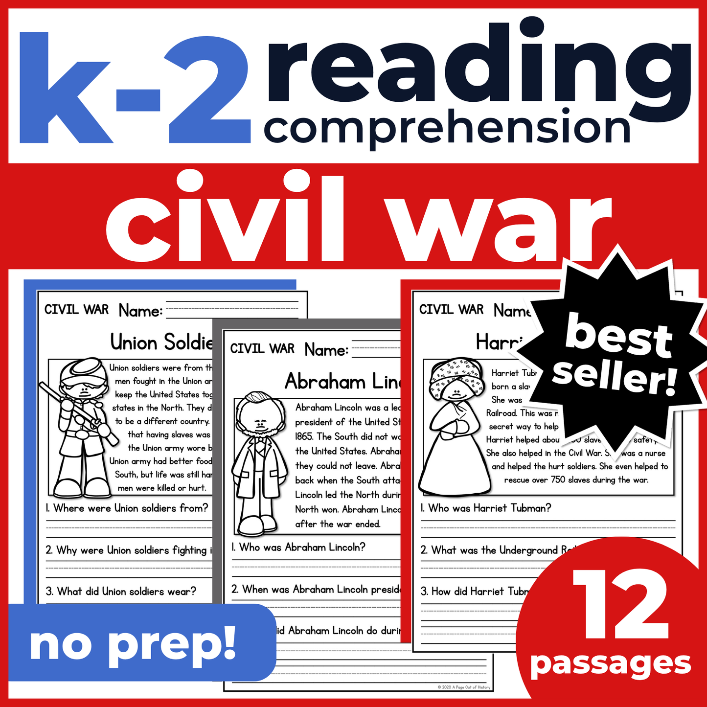 Civil War Reading Comprehension Passages + Questions