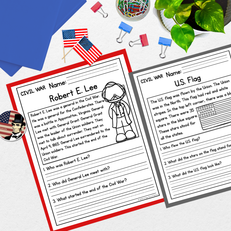 Civil War Reading Comprehension Passages + Questions