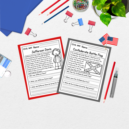 Civil War Reading Comprehension Passages + Questions