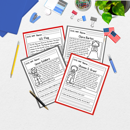 Civil War Reading Comprehension Passages + Questions
