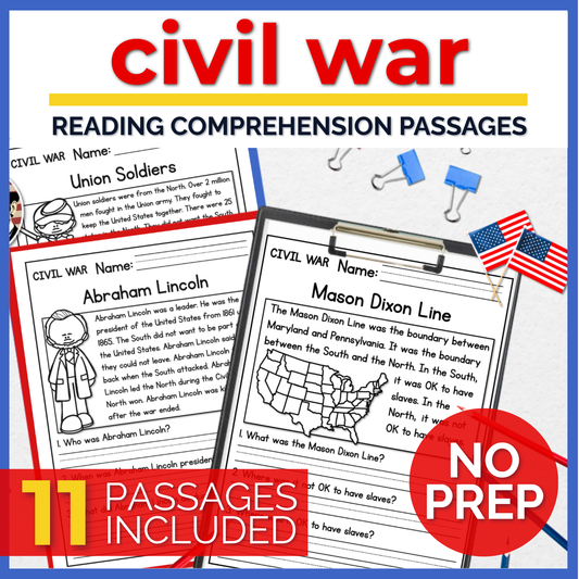 Civil War Reading Comprehension Passages + Questions