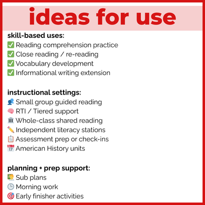 Civil War Reading Comprehension Passages + Questions