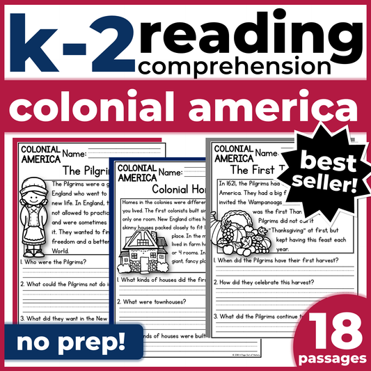 Colonial America Reading Comprehension Passages + Questions