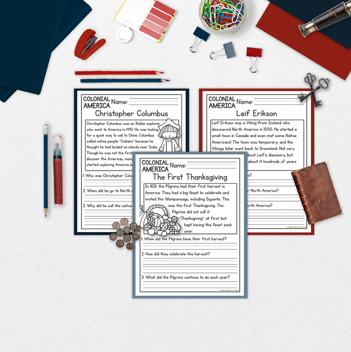 Colonial America Reading Comprehension Passages + Questions
