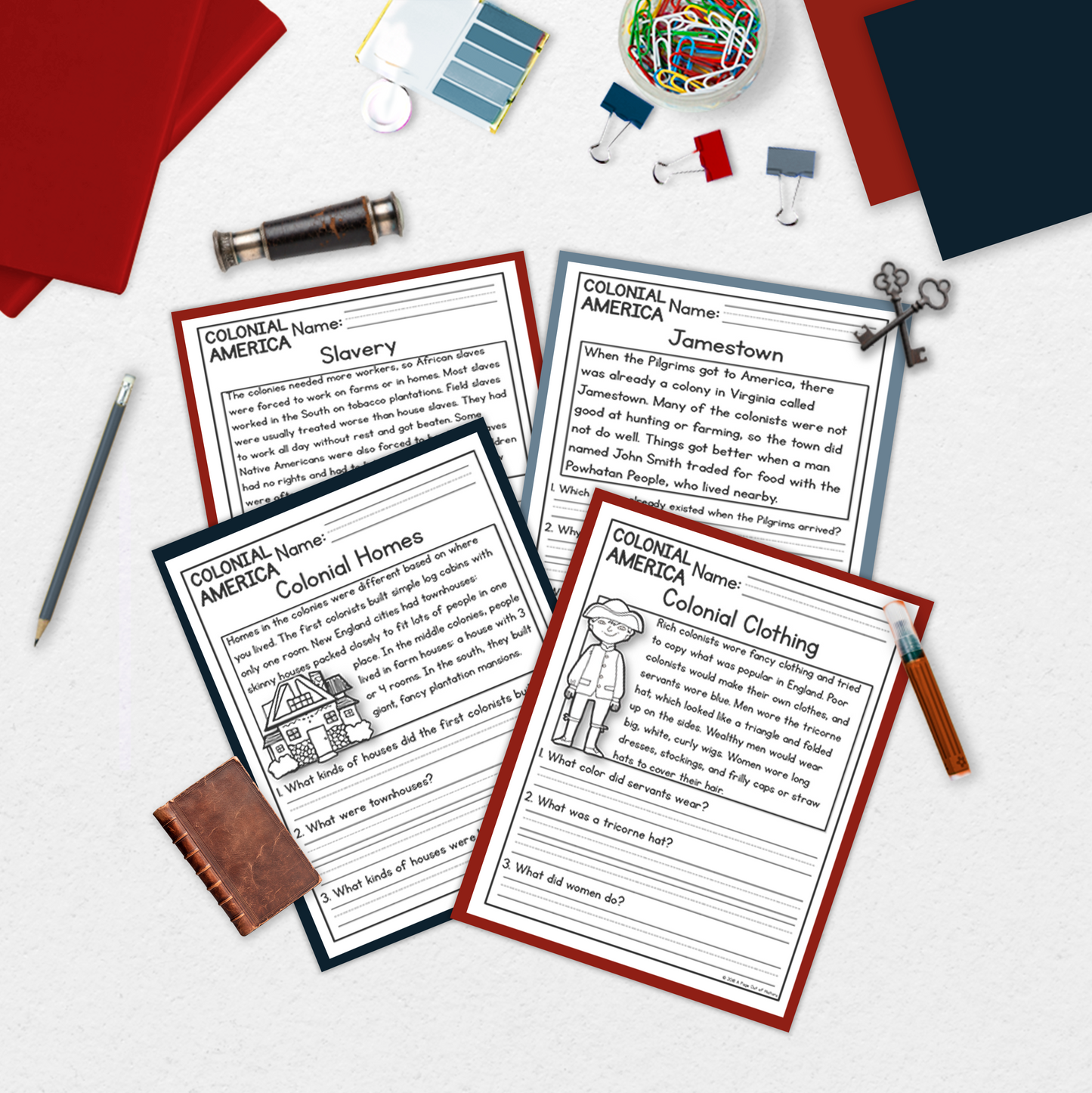 Colonial America Reading Comprehension Passages + Questions