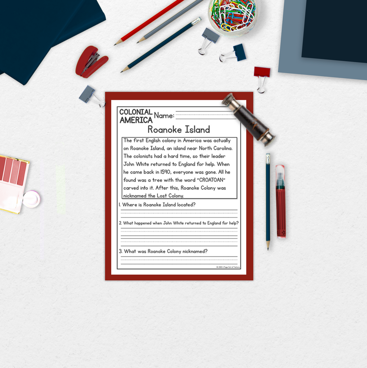 Colonial America Reading Comprehension Passages + Questions