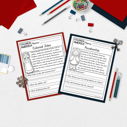 Colonial America Reading Comprehension Passages + Questions