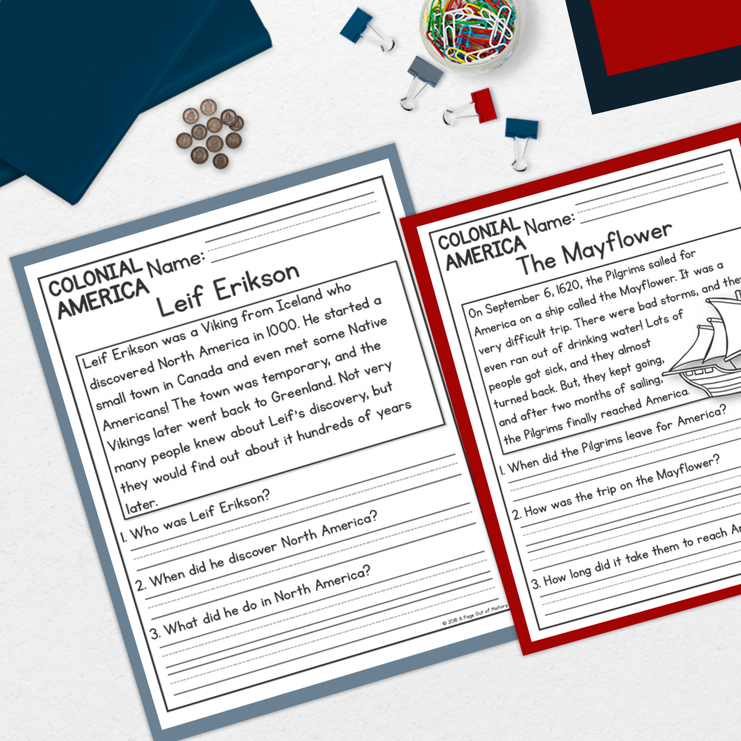 Colonial America Reading Comprehension Passages + Questions