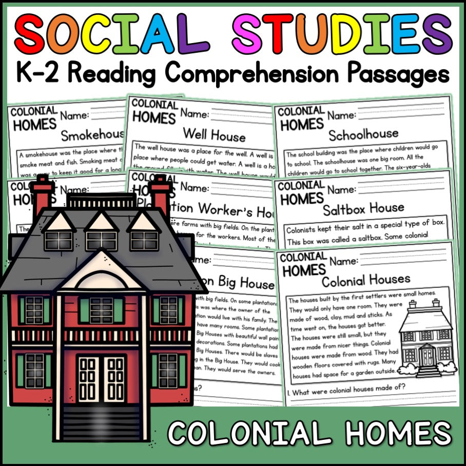 Colonial Homes Reading Comprehension Passages + Questions