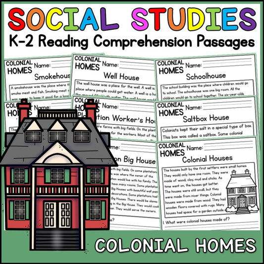 Colonial Homes Reading Comprehension Passages + Questions