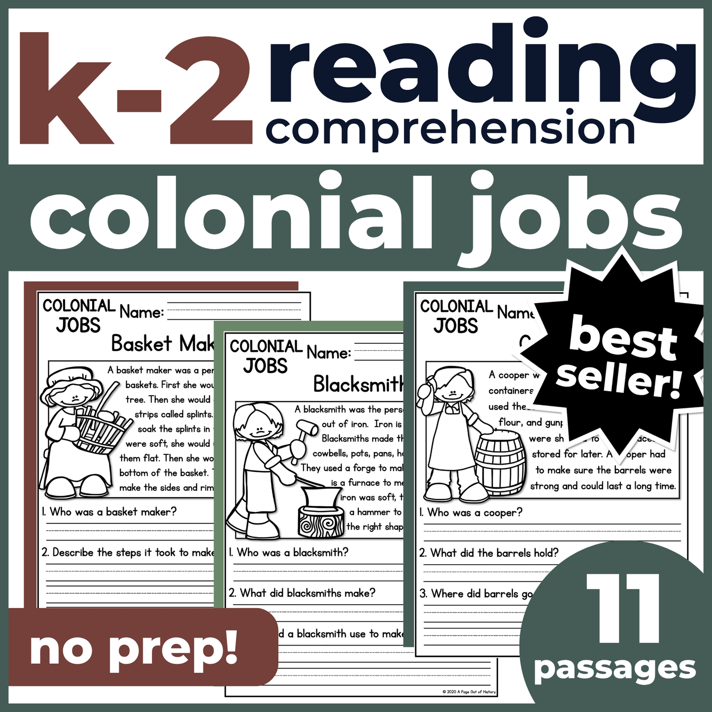 Colonial Jobs Reading Comprehension Passages + Questions