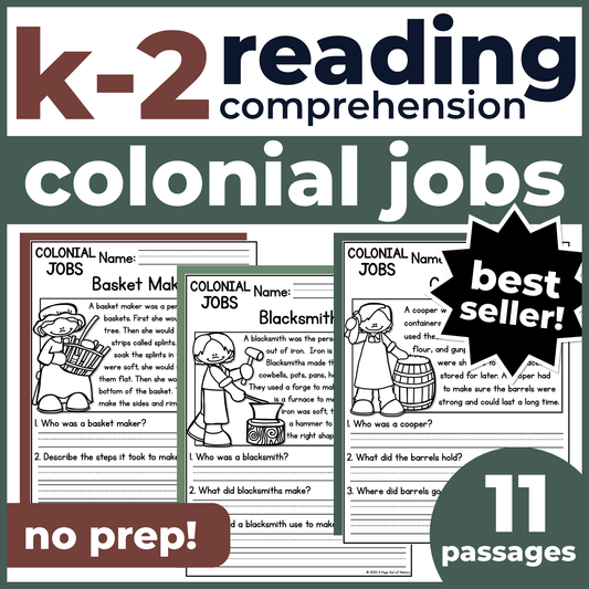 Colonial Jobs Reading Comprehension Passages + Questions