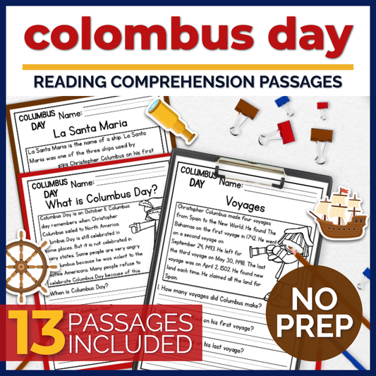 Columbus Day Reading Comprehension Passages + Questions