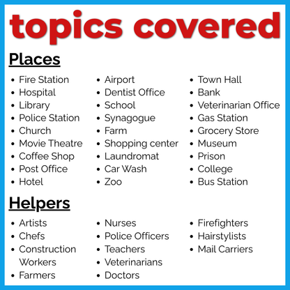 Community Helpers & Community Places Reading Comprehension Passages + Questions
