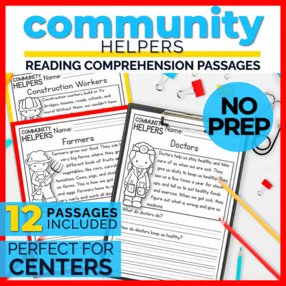 Community Helpers Reading Comprehension Passages + Questions