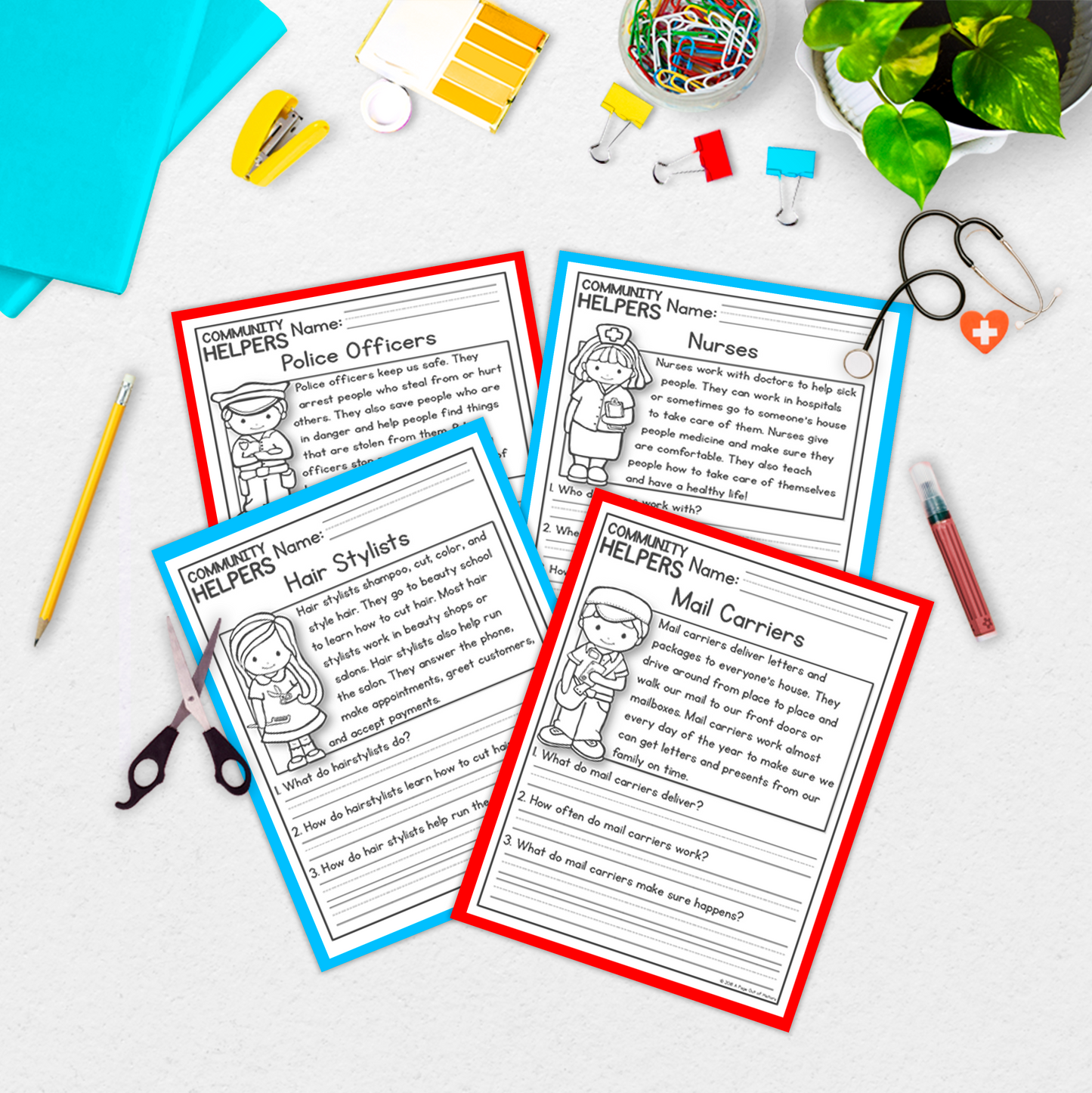 Community Helpers Reading Comprehension Passages + Questions