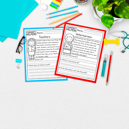 Community Helpers Reading Comprehension Passages + Questions