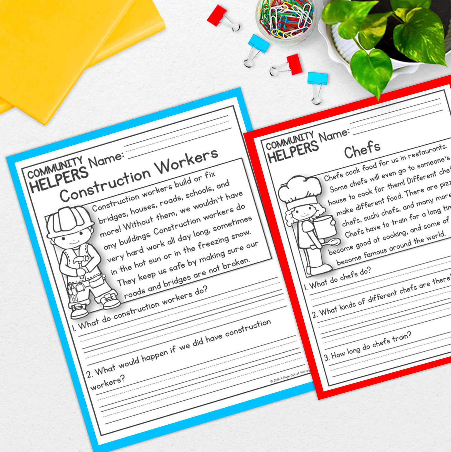 Community Helpers Reading Comprehension Passages + Questions