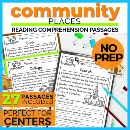 Community Places Reading Comprehension Passages + Questions