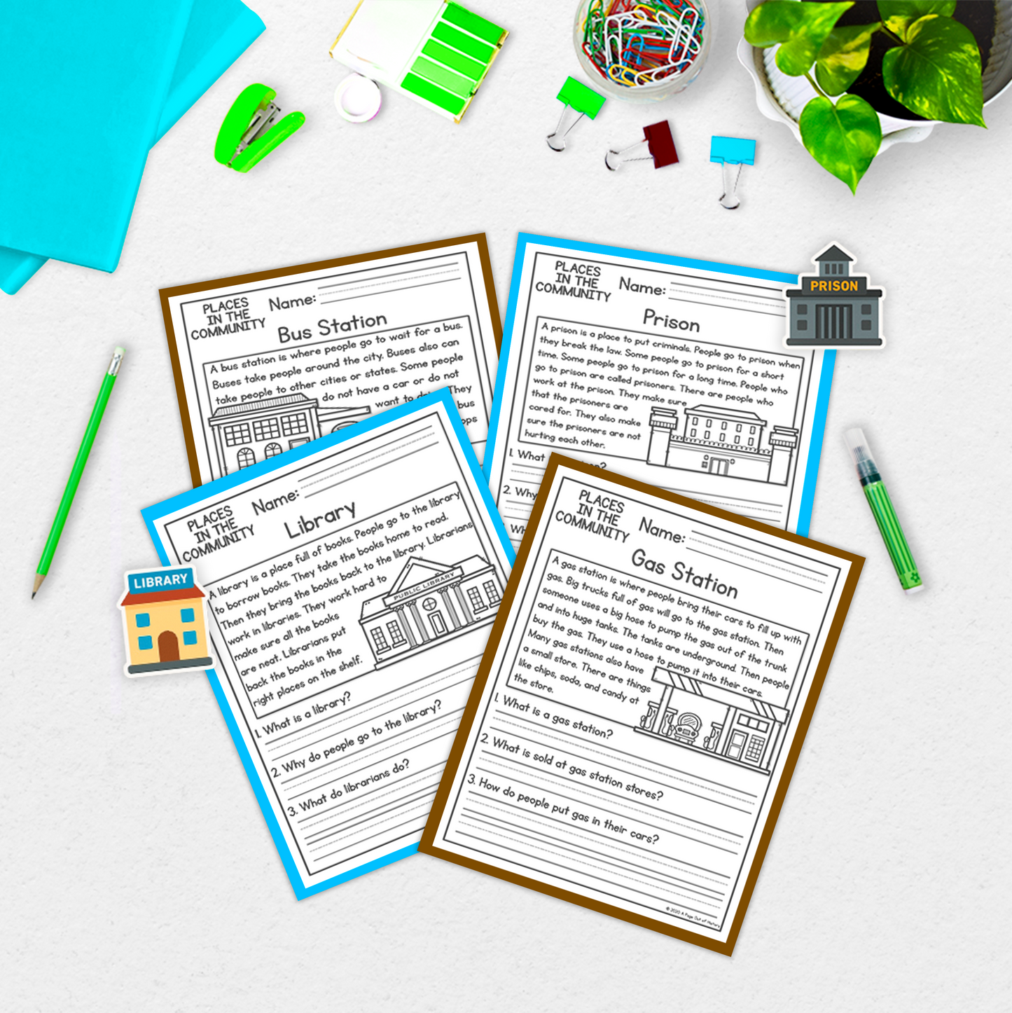 Community Places Reading Comprehension Passages + Questions