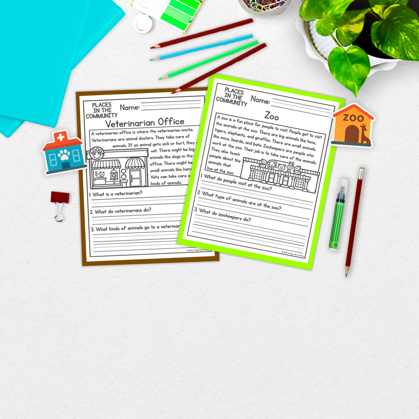 Community Places Reading Comprehension Passages + Questions