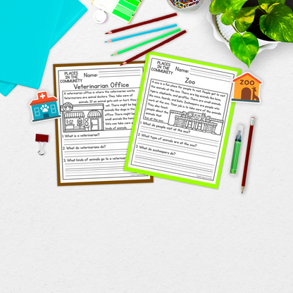 Community Places Reading Comprehension Passages + Questions