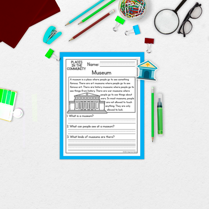 Community Places Reading Comprehension Passages + Questions