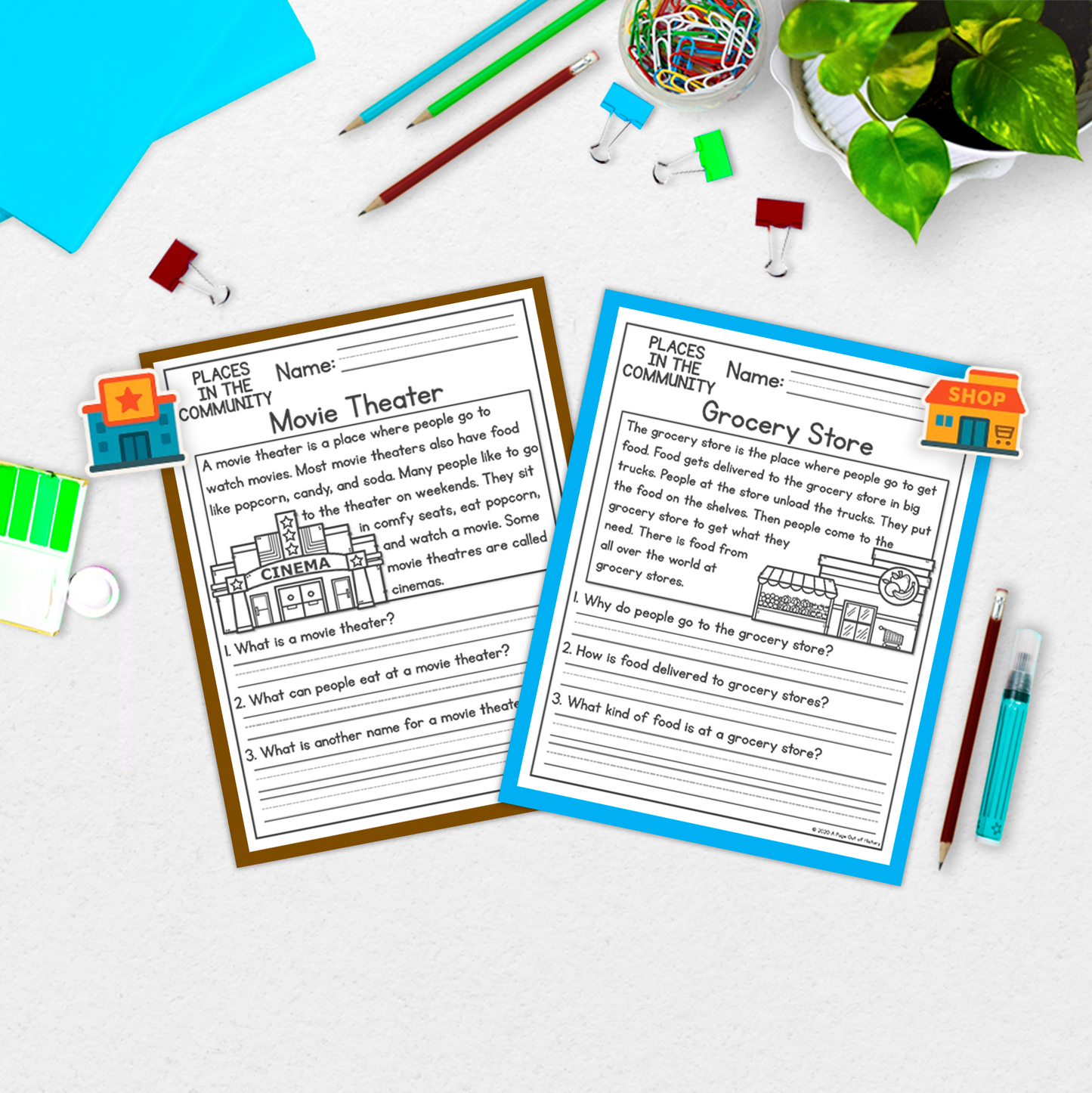 Community Places Reading Comprehension Passages + Questions