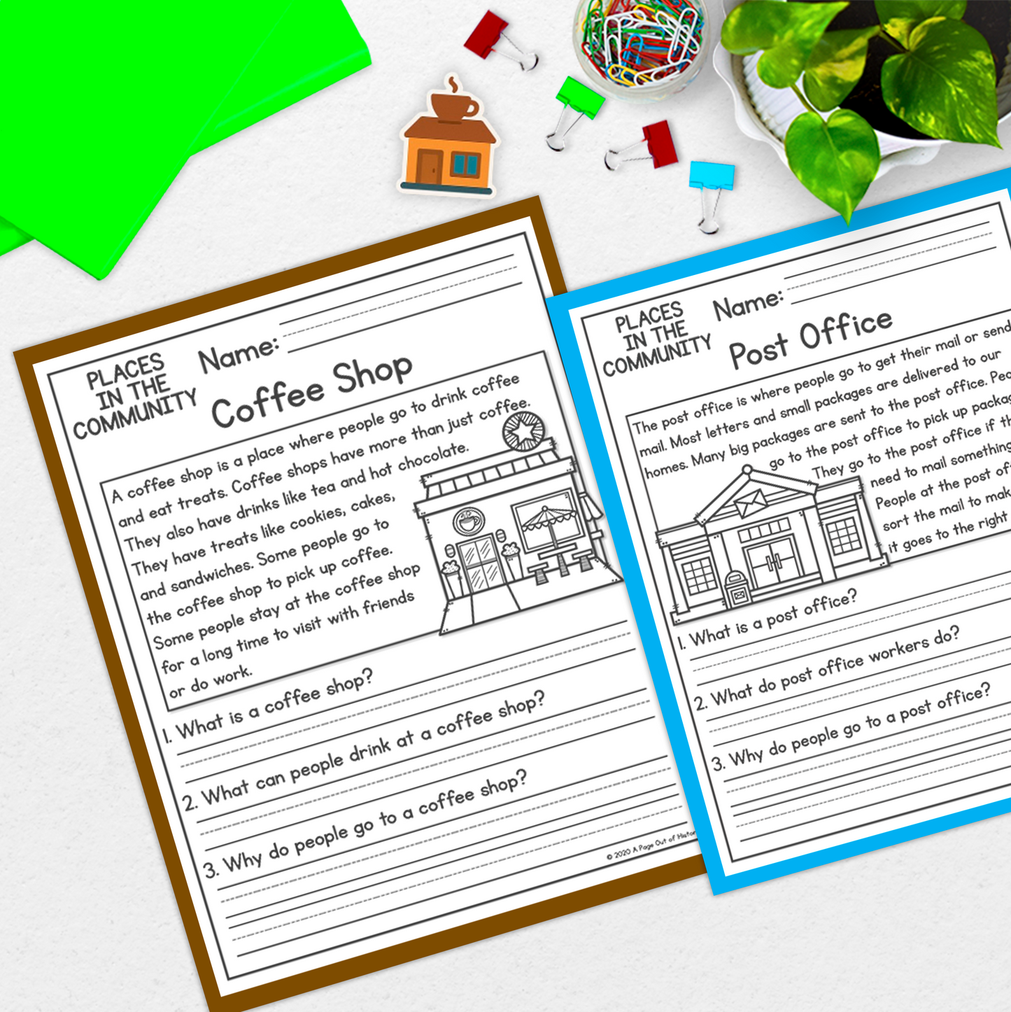 Community Places Reading Comprehension Passages + Questions