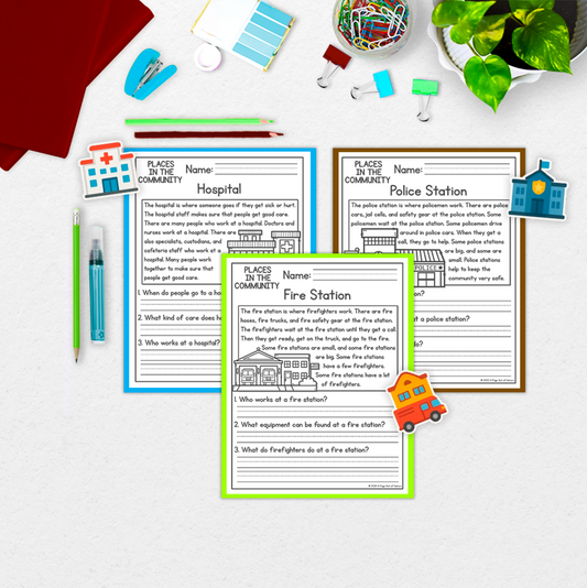 Community Places Reading Comprehension Passages + Questions